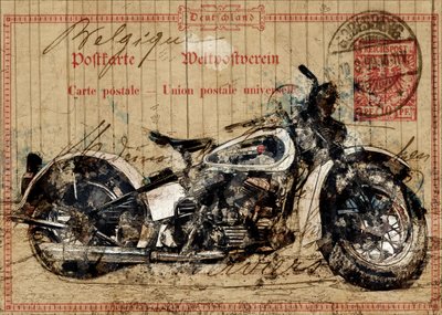 Vintage-moottoripyöräpostikortti tekijältä Lembayung senja studio [Vintage Poster]
