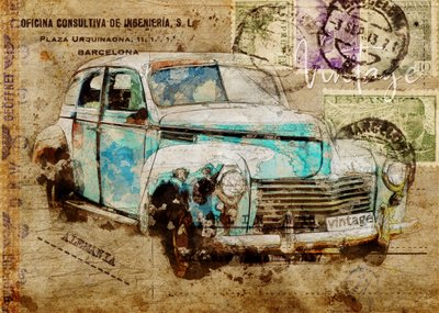 Vintage-matka-auto tekijältä Lembayung senja studio [Vintage Poster]