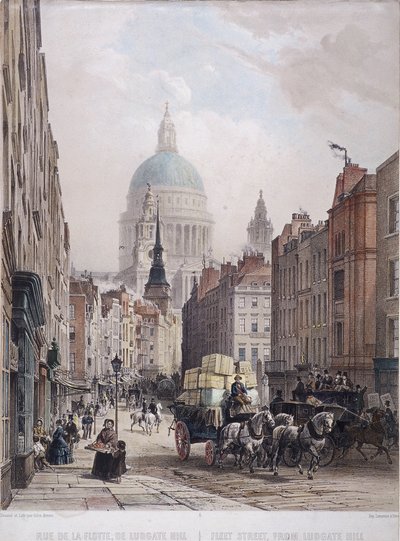Fleet Street, Lontoo, c1850 tekijältä Lemercier