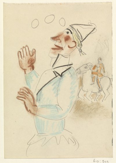 Klovni ja ratsastaja hevosen selässä tekijältä Leo Gestel
