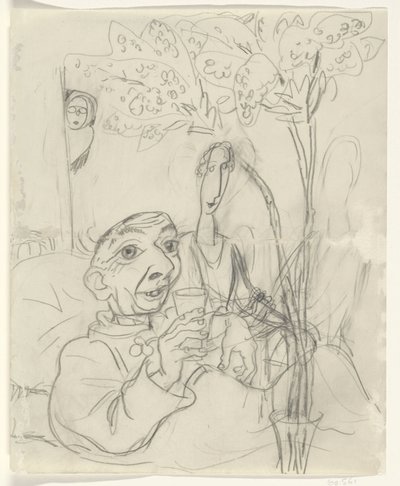 Karikatyyri Leo Gestelistä sairasvuoteessa tekijältä Leo Gestel