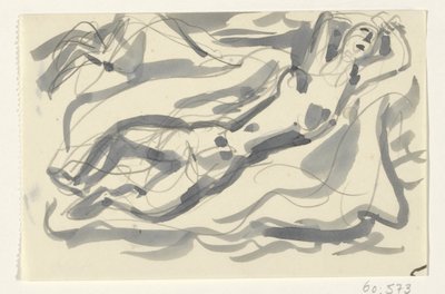 Alaston nainen ja hevonen meressä tekijältä Leo Gestel