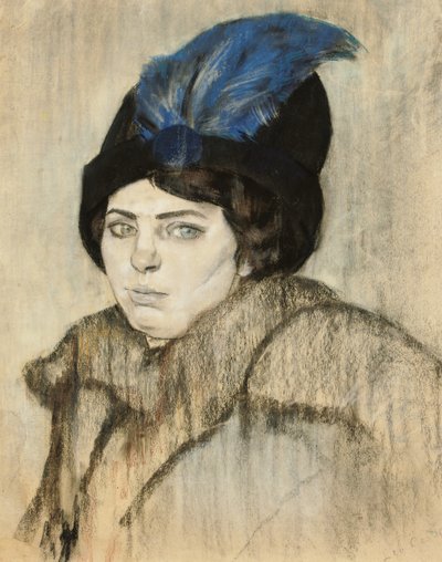 Marie Boendermaker-Schoenmakerin muotokuva (liitu ja pastelli paperille) tekijältä Leo Gestel