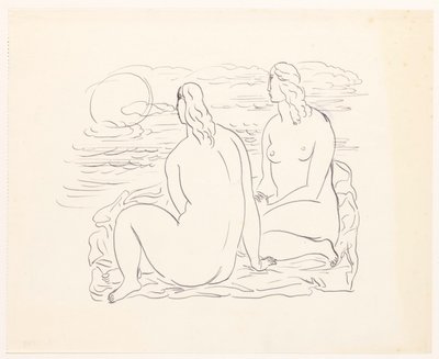 Kaksi alaston naista rannalla tekijältä Leo Gestel