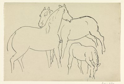 Kaksi hevosta ja varsa tekijältä Leo Gestel