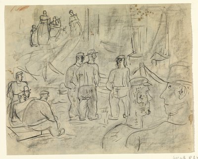 Kalastajat satamassa tekijältä Leo Gestel