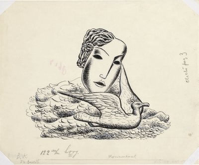 Naisen pää ja lintu (luonnos) tekijältä Leo Gestel
