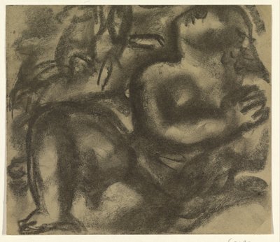 Istuva nainen alaston maisemassa tekijältä Leo Gestel