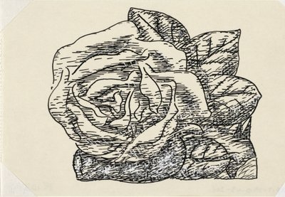 Nimetön (ruusu) Porfin vinjetti Gestelin elämäkertaan. W. van der Pluym tekijältä Leo Gestel
