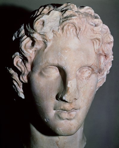 Aleksanteri Suuren (356-323 eKr.) pää (marmori) tekijältä Leochares Leochares