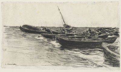 Veneitä rannalla, n. 187481. tekijältä Leon Augustin Lhermitte