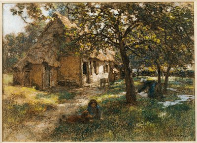 Mökki, Normandia, 1900 tekijältä Leon Augustin Lhermitte