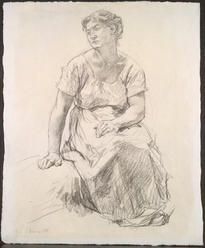 Istuva talonpoikanainen, n. 1885. tekijältä Leon Augustin Lhermitte