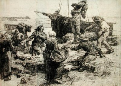 Saaliin lajittelu (hiili paperille) tekijältä Leon Augustin Lhermitte