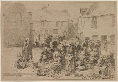 Apple Market Landerneaussa, 1878. tekijältä Leon Augustin Lhermitte