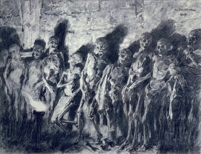 Muumioiden holvi eli luurangot Pyhän Mikaelin tornista, Bordeaux, 1885 (hiili paperilla) tekijältä Leon Augustin Lhermitte