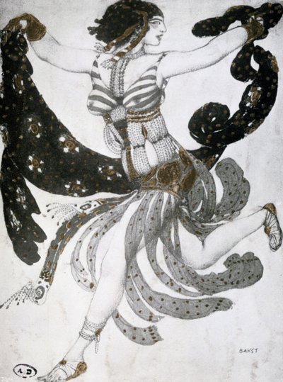 Cleopatra, baletin pukusuunnittelu, 1909 tekijältä Leon Bakst