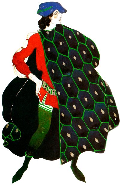 Pukusuunnittelu Gabriele dAnnunzios -baletille Pyhän Sebastianin marttyyrius, vuodelta 1911 tekijältä Leon Bakst