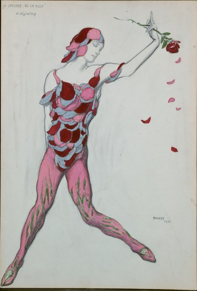 Pukusuunnittelu Nijinksylle elokuvasta "Le Specter de la Rose", 1911 tekijältä Leon Bakst