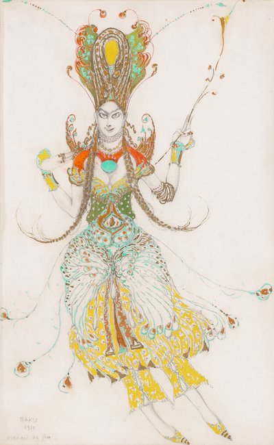 Pukusuunnittelu Tamara Karsavinalle "The Firebird" tekijältä Leon Bakst