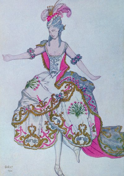 Pukusuunnittelu The Fairy Carnationille, Prinsessa Ruusunen tekijältä Leon Bakst