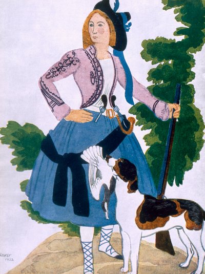 Pukusuunnittelu elokuvaan The Huntress, 1922 tekijältä Leon Bakst