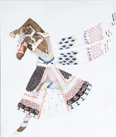 R. Hahnin pukusuunnittelu Ballet Blue Godille, 1912 tekijältä Leon Bakst