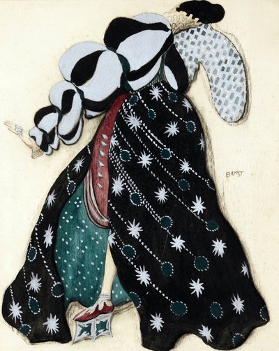Pukusuunnittelu R. Straussin balettiin "La Legende de Joseph" - Bakst, Leon (1866-1924) - 1914 - Akvarelli, guassi paperille - 33x28 - Yksityiskokoelma tekijältä Leon Bakst