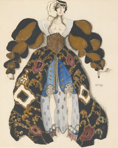 Pukusuunnittelu R. Straussin baletti La Légende de Josephiin tekijältä Leon Bakst
