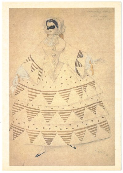 Pukusuunnittelu R. Schumannin balettiin Carnaval, 1910 tekijältä Leon Bakst