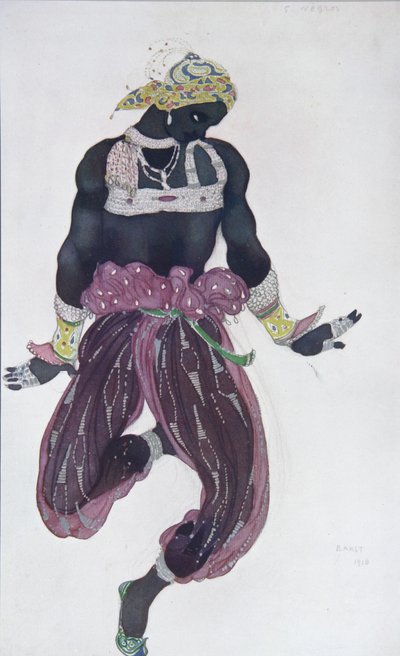 Pukusuunnittelu N. Rimski-Korsakovin balettiin Sheherazade, 1910 tekijältä Leon Bakst
