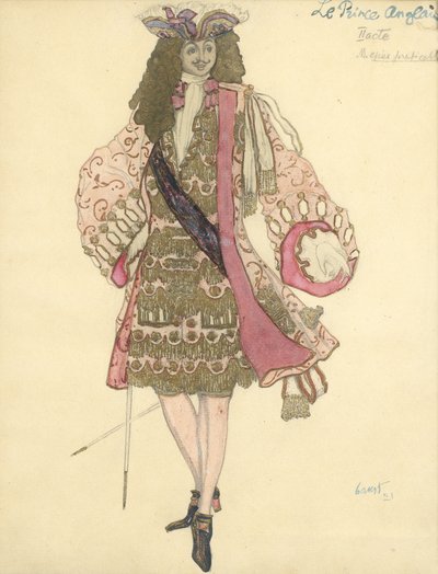 Pukusuunnittelu P. Tšaikovskin balettiin Prinsessa tekijältä Leon Bakst