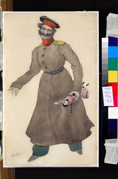 Pukusuunnittelu J. Bayerin balettiin The Fairy Doll tekijältä Leon Bakst