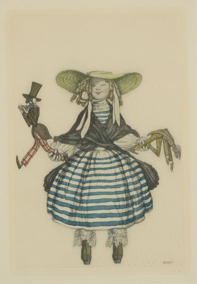 Pukusuunnittelu J. Bayerin balettiin The Fairy Doll, 1903 tekijältä Leon Bakst