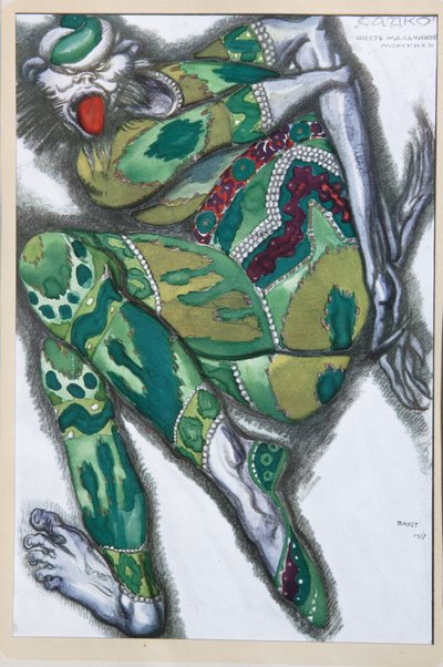 Pukusuunnittelu N. Rimski-Korsakovin oopperaan Sadko, 1917 tekijältä Leon Bakst