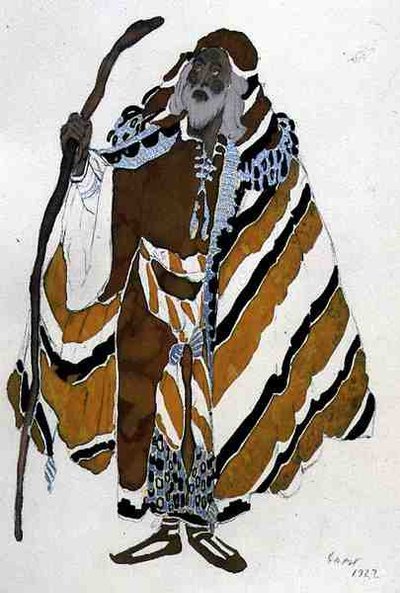 Puku vanhalle miehelle keltaisella, Pyhän Sebastianin marttyyrista tekijältä Leon Bakst