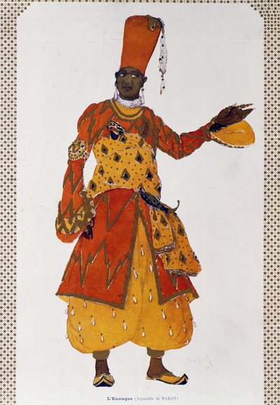 Eunukki, puku baletti Scheherazade (vesiväri) tekijältä Leon Bakst
