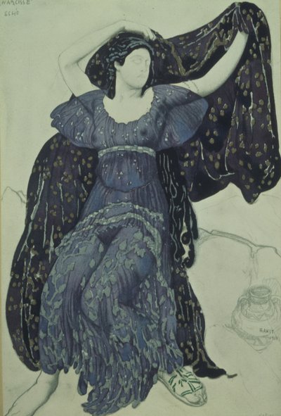 Nymfi Echo. Pukusuunnittelu N. Tcherepninin balettiin Narcisse, 1911 tekijältä Leon Bakst