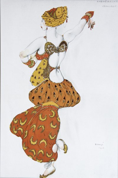 Odalistinen. Pukusuunnittelu N. Rimski-Korsakovin balettiin Sheherazade, 1910 tekijältä Leon Bakst