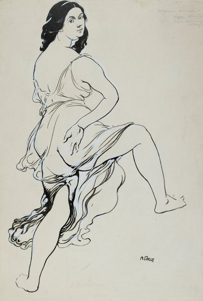 Muotokuva Isadora Duncanista tanssivasta, 1900-luvun alku tekijältä Leon Bakst