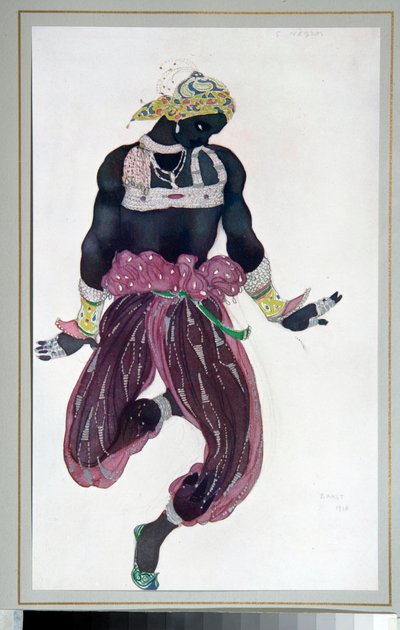 Russian Ballet : piirustus Michel Fokinen ohjaamaan balettiin "Sheherazade". tekijältä Leon Bakst