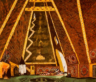 Lavastus Mily Balakirevin baletille Thamar, 1912 tekijältä Leon Bakst