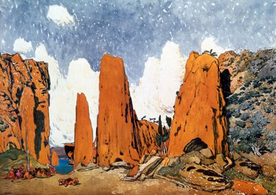 Lavastus Ballets Russes -tuotannolle Ravels Daphnis et Chloe, 1912 tekijältä Leon Bakst