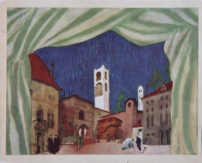 Lavastus C. Goldonin balettiin Naiset hyvällä tuulella, 1917 tekijältä Leon Bakst