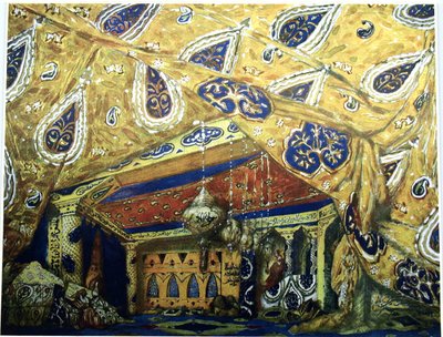Lavastus N. Rimski-Korsakovin balettiin Sheherazade, 1910 tekijältä Leon Bakst
