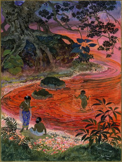 Kuvitus Victor Barrucandin kirjasta "Le Chariot de Terre Cuite". tekijältä Leon Georges Carre