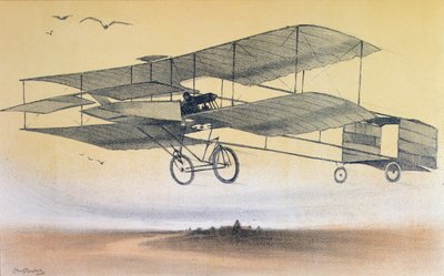 Farman Brothersin lento ennen vuotta 1914 (värilitho) tekijältä Leon Pousthomis