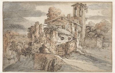 Kirkko ja muinaiset rauniot Italiassa tekijältä Leonaert Bramer (attributed to)