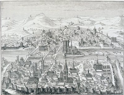 Suuri perspektiivinäkymä Pariisista vuonna 1607, joka perustuu Léonard Gaultier