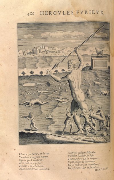 Hercules raivoissaan teoksesta Les Images ou Tableaux de Platte Peinture des Deux Philostrates Sophistes Grecs, Blaise de Vigenere (1523-96) Paris, 1615 tekijältä Leonard Gaultier